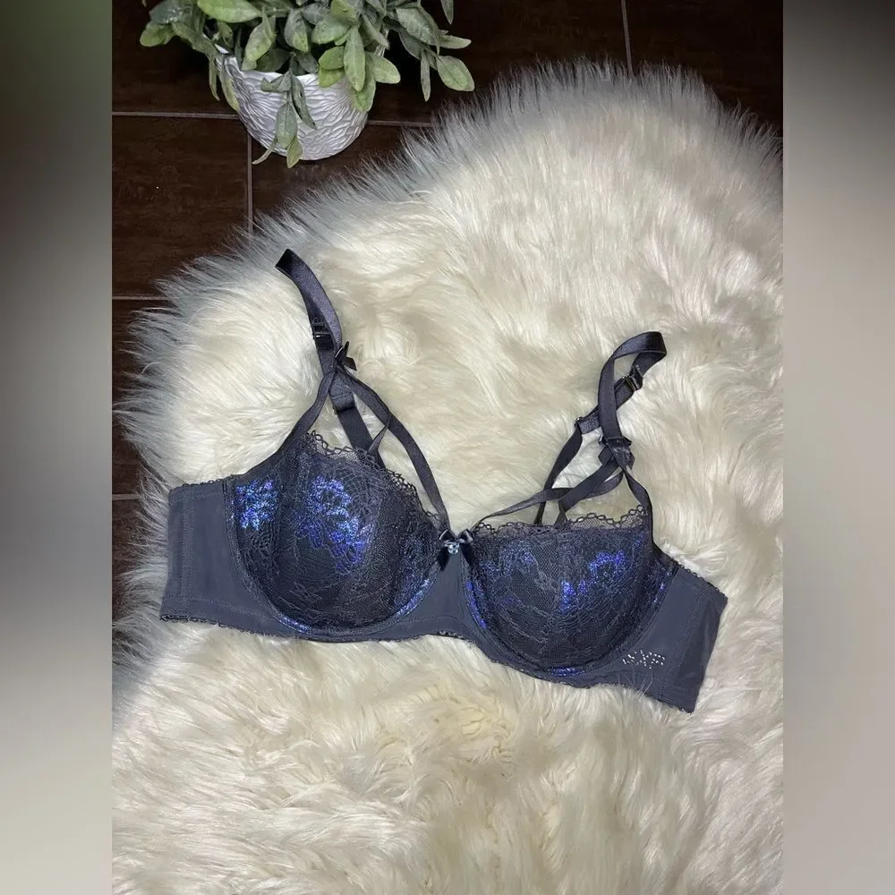 Savage x Fenty Living in The Clouds Iridescent Lace Caged bra sz 40C